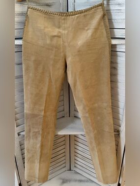 Hugo Buscati Sz 4 Genuine Suede Leather Pants Camel Whipstitch Western Boho